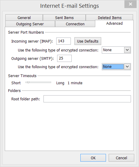 port settings for outgoing mail